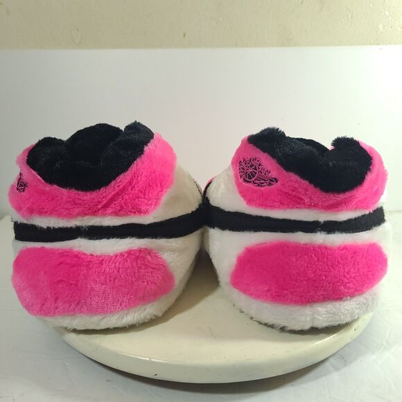 Nike Dunk Air Jordan Plush Fluffy Slippers Adults One Size White Pink Black EUC - Picture 3 of 12